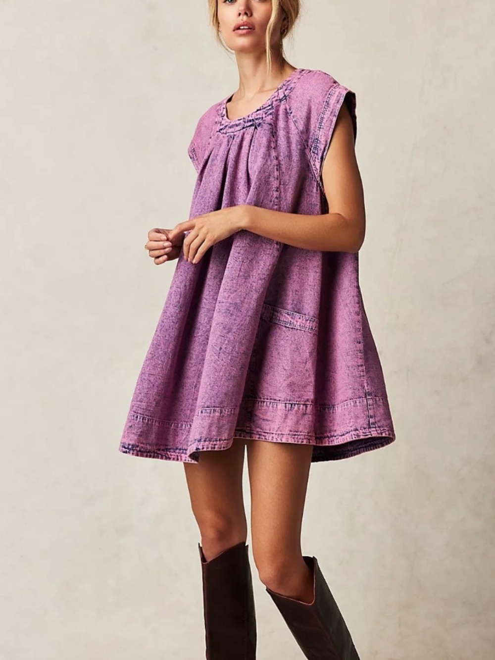 Free People Marcel Denim Mini Dress Size M Azalea